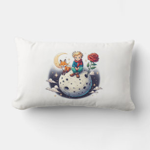 Little Prince sitting on the moon Lumbar Cushion