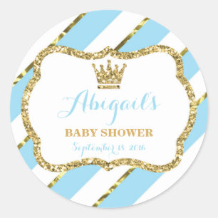 Little Prince Sticker, Baby Blue, Faux Glitter Classic Round Sticker