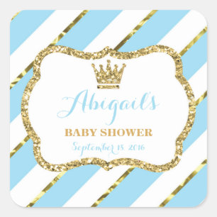Little Prince Sticker, Baby Blue, Faux Glitter Square Sticker