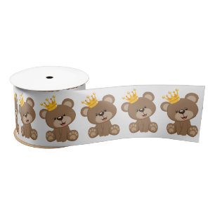 Little Prince Teddy Bear Boy Baby Shower Satin Ribbon