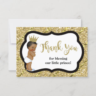 Little Prince Thank You Card, Black, Faux Glitter Card