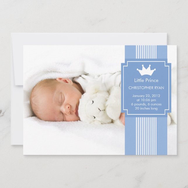 Little Princes CROWN PHOTO Birth Announcement (Front)