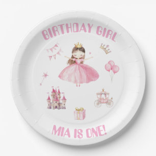 Little Princess 1st Birthday Paper Plates Girl