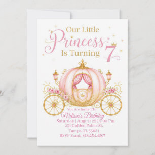 Little Princess 7th Birthday Invitation