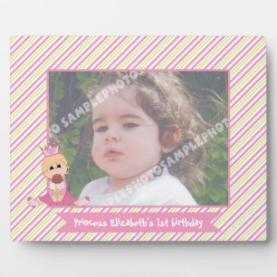 Little princess and crown girls 1st birthday pink plaque