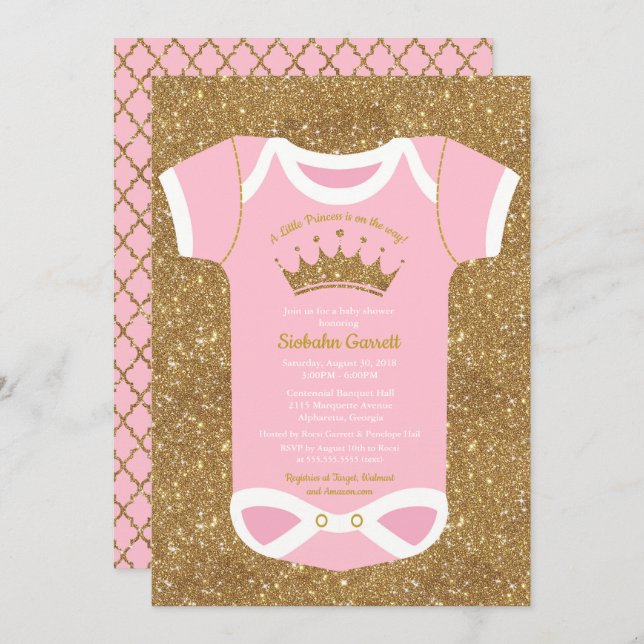 Little Princess Baby Bodysuit Shower Invitation (Front/Back)