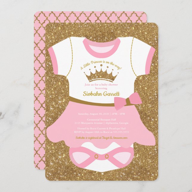 Little Princess Baby Pyjamas Shower Invitation (Front/Back)