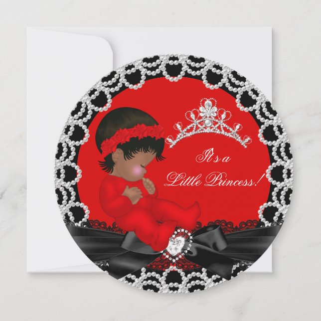 Little Princess Baby Shower Cute Baby Girl Red 2 Invitation (Front)
