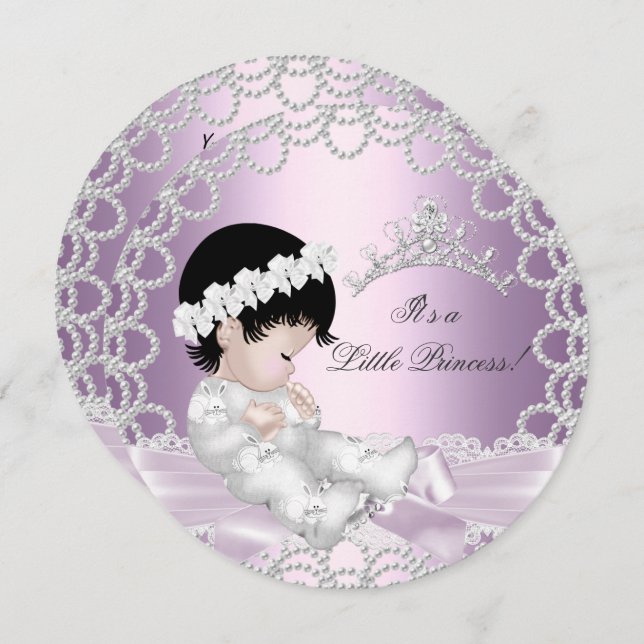 Little Princess Baby Shower Cute Girl Pink Lilac Invitation (Front/Back)
