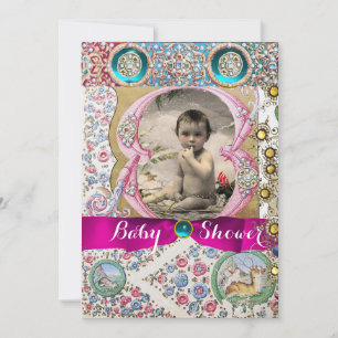 LITTLE PRINCESS BABY SHOWER FLORAL GEMSTONES INVITATION