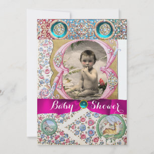 LITTLE PRINCESS BABY SHOWER FLORAL GEMSTONES INVITATION