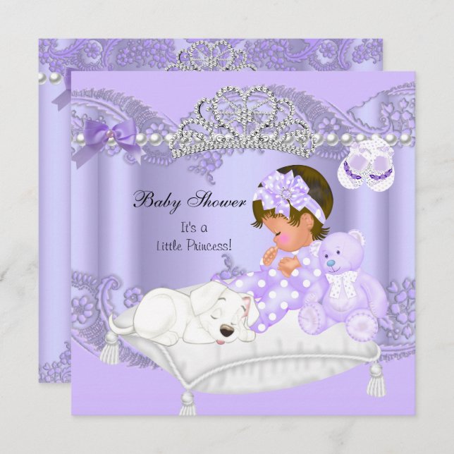 Little Princess Baby Shower Girl Lavender Purple Invitation (Front/Back)