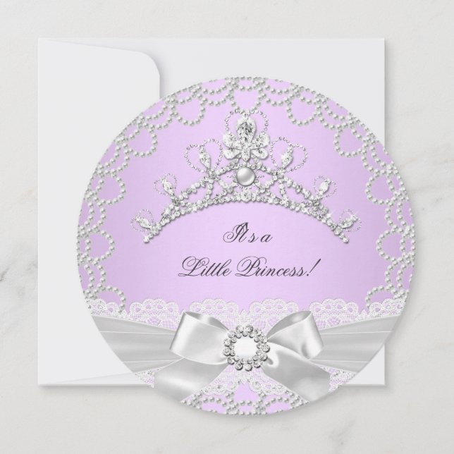 Little Princess Baby Shower Girl Lilac Pearl Invitation (Front)