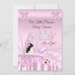 Little Princess Baby Shower Girl pink Bassinet Invitation
