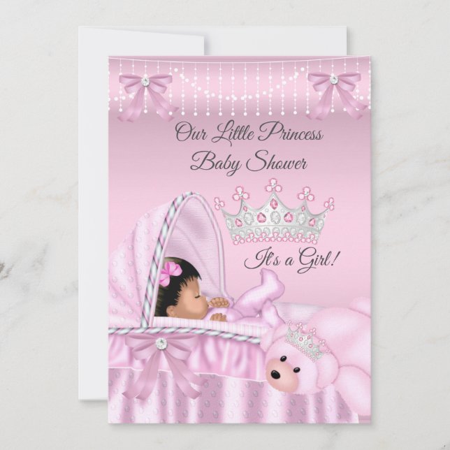 Little Princess Baby Shower Girl pink Ethnic Invitation (Front)