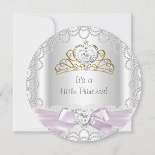 Little Princess Baby Shower Girl Pink Pearl Gold B Invitation