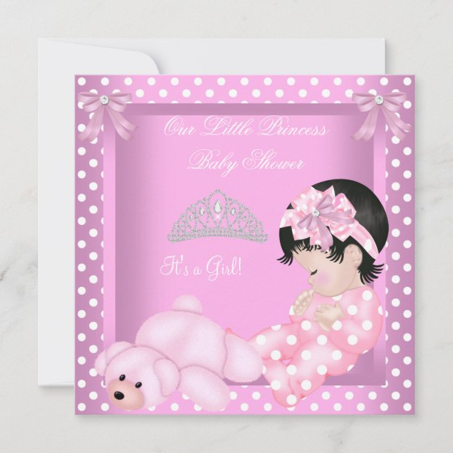 Little Princess Baby Shower Girl Pink Polka Dot 2 Invitation (Front)
