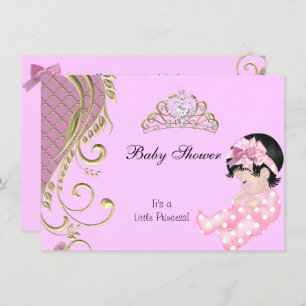 Little Princess Baby Shower Girl Pink White Gold 3 Invitation