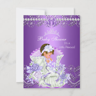 Little Princess Baby Shower Girl Purple Tiara 3 Invitation