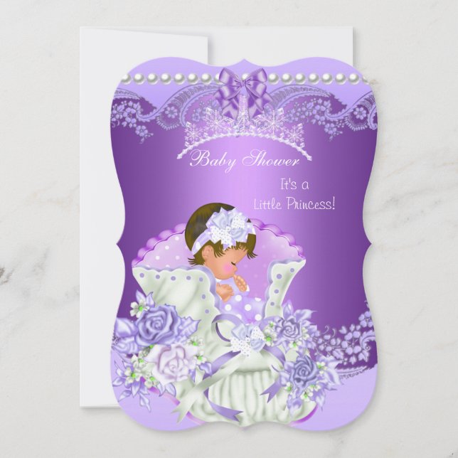 Little Princess Baby Shower Girl Purple Tiara B Invitation (Front)
