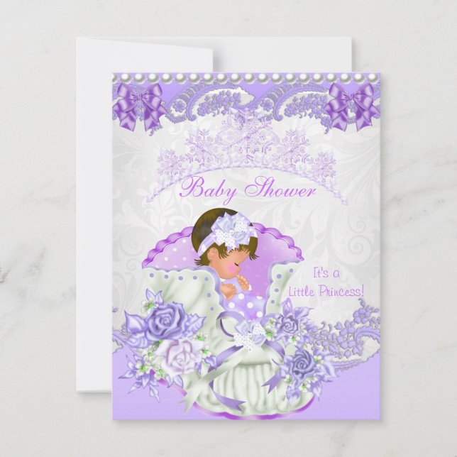 Little Princess Baby Shower Girl Purple Vintage Invitation (Front)
