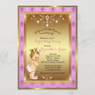 Little Princess Baby Shower Invitation, Pink, gold Invitation