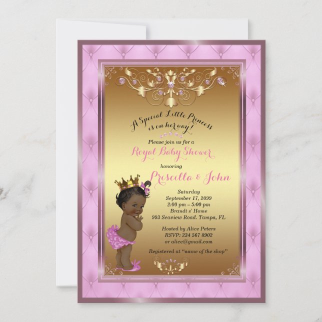 Little Princess Baby Shower Invitation, Pink, gold Invitation (Front)