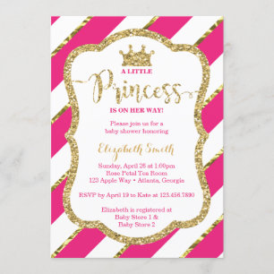 Little Princess Baby Shower Invite, Faux Glitter Invitation