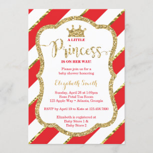 Little Princess Baby Shower Invite, Faux Glitter Invitation