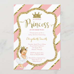 Little Princess Baby Shower Invite, Faux Glitter Invitation