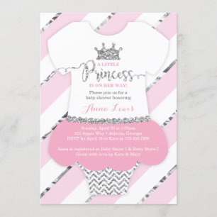 Little Princess Baby Shower Invite, Faux Glitter Invitation