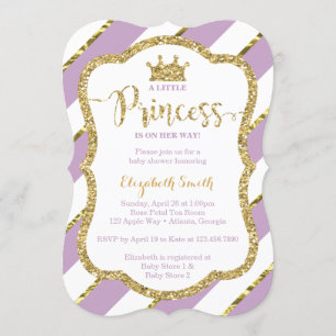 Little Princess Baby Shower Invite, Faux Glitter Invitation