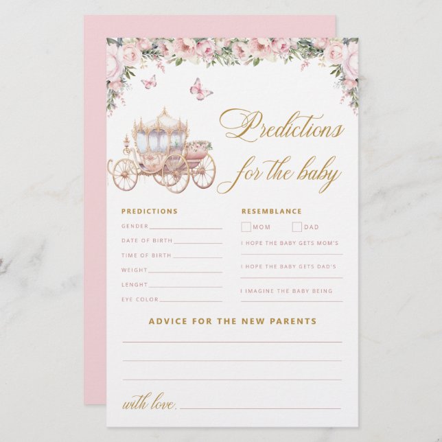 Little Princess Baby Shower Predictions and Advice (Front/Back)
