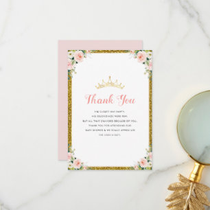 little princess baby shower thank you card