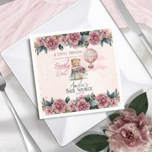 Little Princess Bear Bearly Wait Girl Baby Shower Napkin
