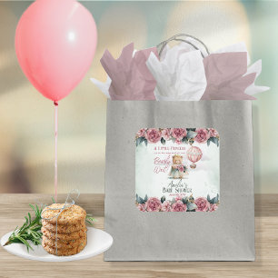 Little Princess Bear Bearly Wait Girl Baby Shower Square Sticker