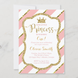 Little Princess Birthday Invitation in Pink & Gold