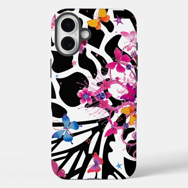 Little Princess black & white cute Butterflies   Case-Mate iPhone Case (Back)
