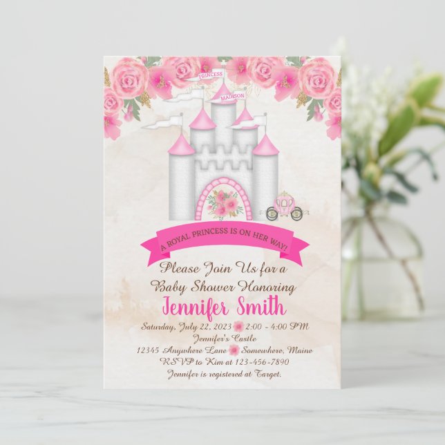 Little Princess Castle Baby Shower Invitation (Standing Front)