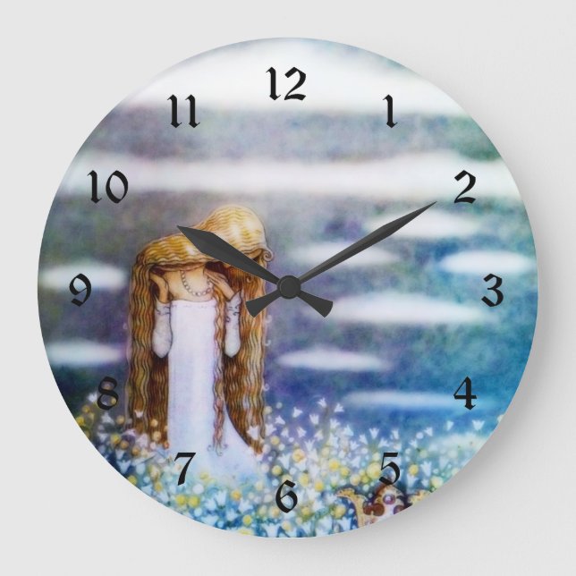 Little Princess Cottongrass Large Clock (Front)