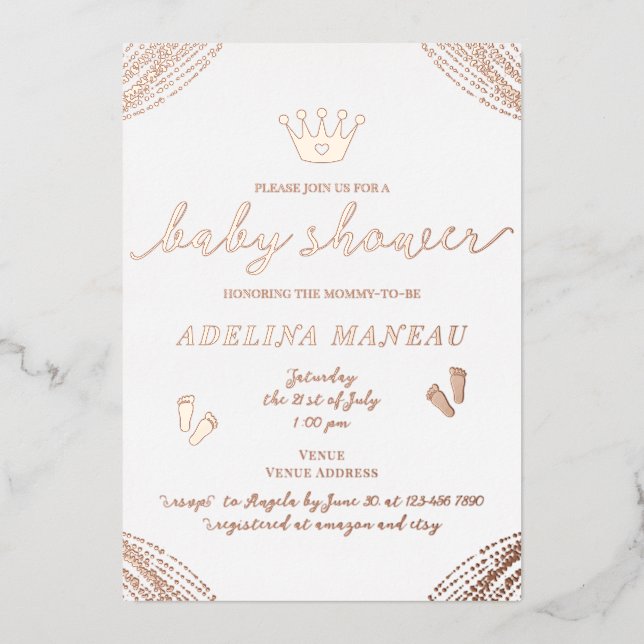 Little Princess Crown Floral Girl Boy Baby Shower  (Front)