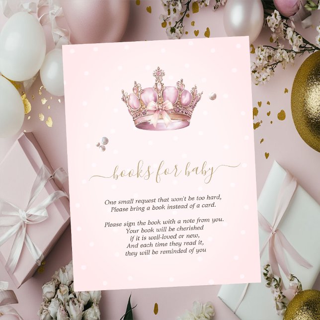 Little Princess Crown Pearls Dots Baby Shower Enclosure Card (Creator Uploaded)