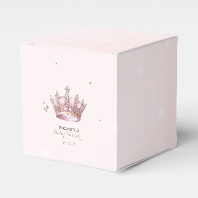 Little Princess Crown Pearls Dots Baby Shower Favour Box (Front Side)