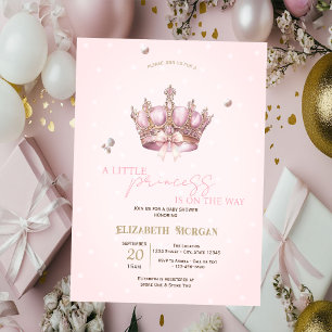 Little Princess Crown Pearls Dots Baby Shower Invitation
