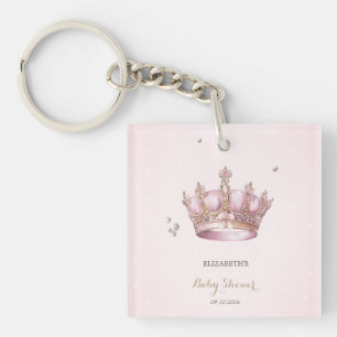 Little Princess Crown Pearls Dots Baby Shower Key Ring