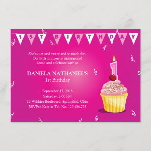 Little Princess' Cupcake 1st Birthday Party Invitation