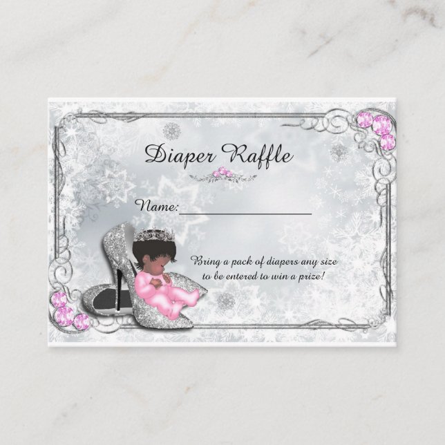 Little Princess Diaper Raffle Tickets, grey frozen Enclosure Card (Front)
