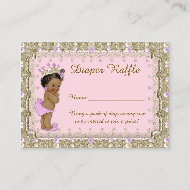 Little Princess Diaper Raffle Tickets, pink Enclosure Card (Front)