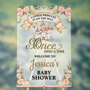 Little Princess Fairy Tale Castle Girl Baby Shower Acrylic Sign
