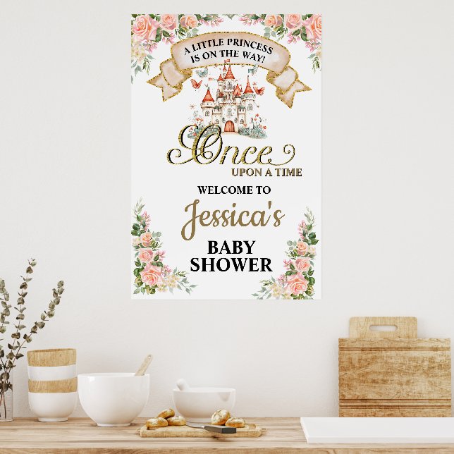 Little Princess Fairy Tale Castle Girl Baby Shower Poster (Kitchen)